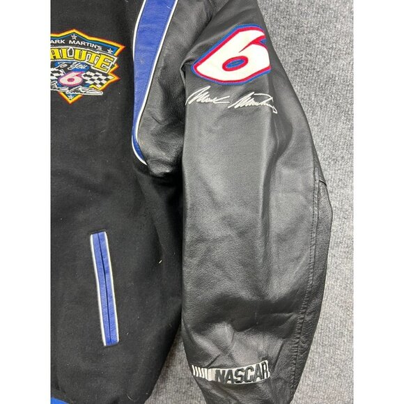 JH Design Mark Martin # 6 NASCAR Jacket Men's Medium Wool Leather Letterman - Picture 4 of 11